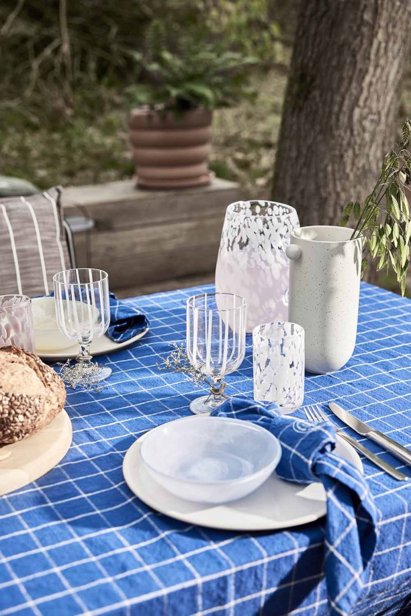 Grid Tablecloth 260x140 cm Napkin L300765 602 Dark Blue White 1